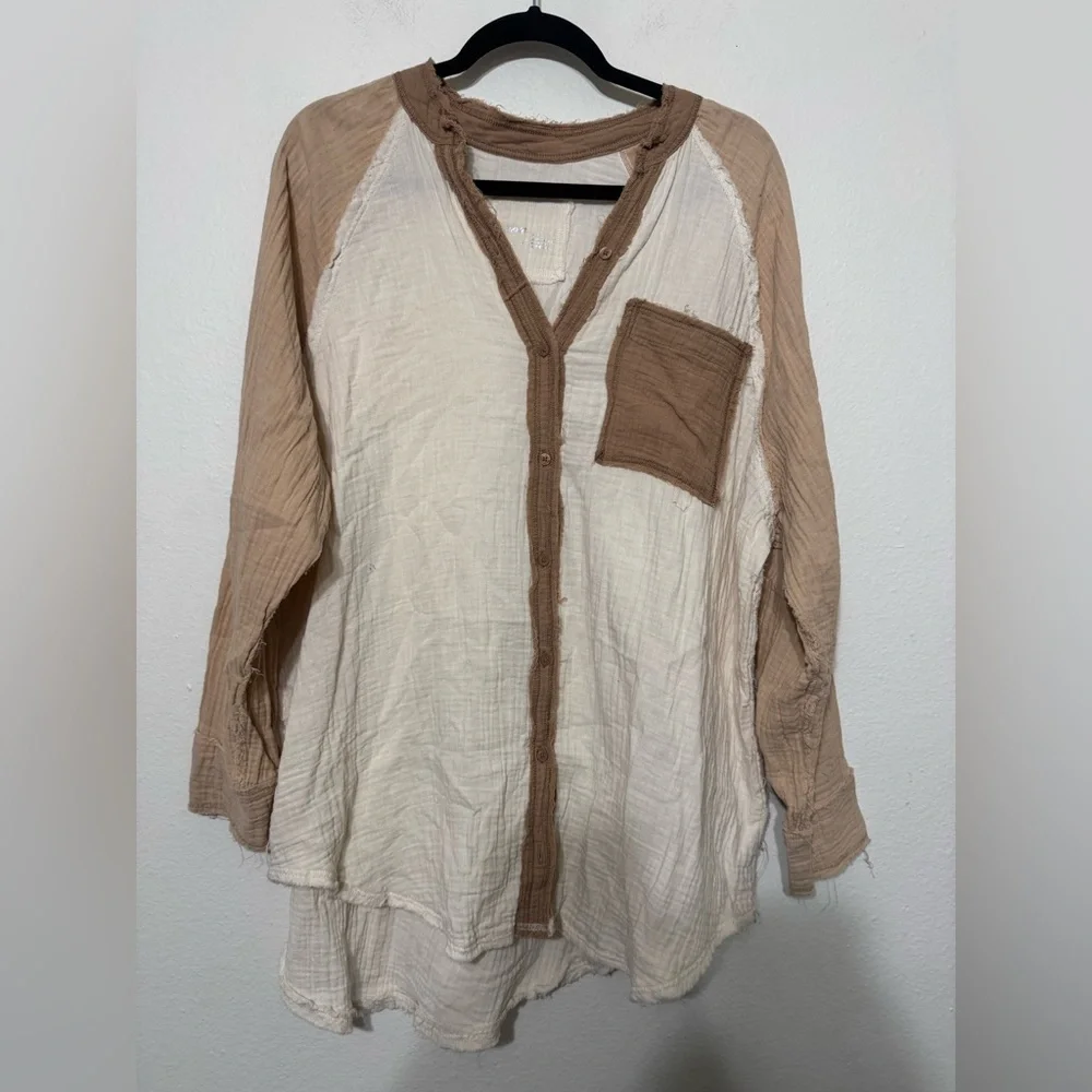 Aerie Gauzy Coverup Shirt Medium